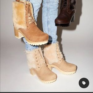 No.6 Audubon Shearling Lace Up Clog Boot